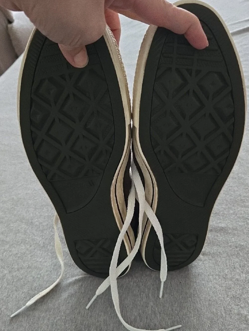 Men's High-Top Canvas Sneakers in Brown with White Laces